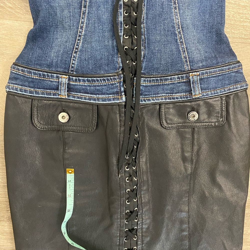 Vintage 90’s D&G Blue Denim and Black Leather Dress - Picture 11 of 16